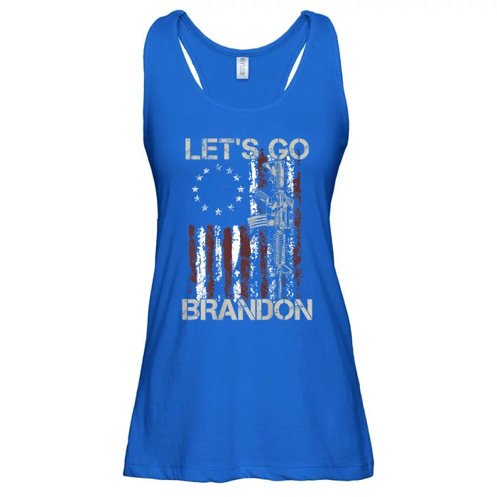 Gun American Flag Patriots LetS Go Brandon Gift Ladies Essential Flowy Tank