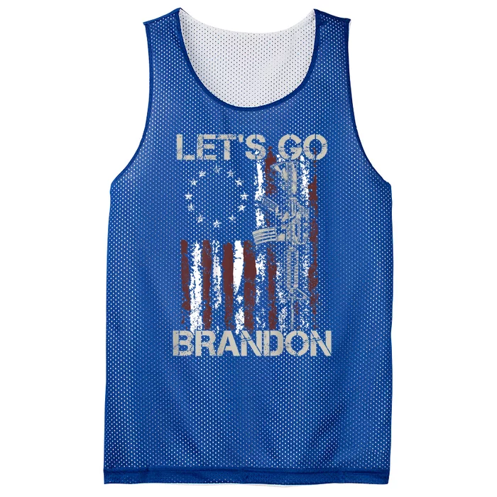 Gun American Flag Patriots LetS Go Brandon Gift Mesh Reversible Basketball Jersey Tank