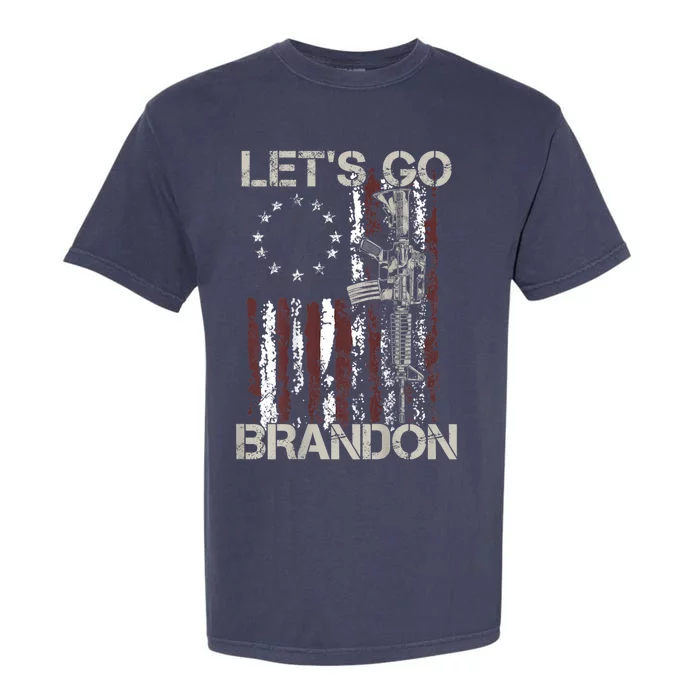 Gun American Flag Patriots LetS Go Brandon Gift Garment-Dyed Heavyweight T-Shirt