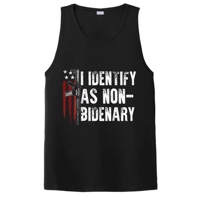 Gun American Flag I Identify As Non Bidenary Performance Tank