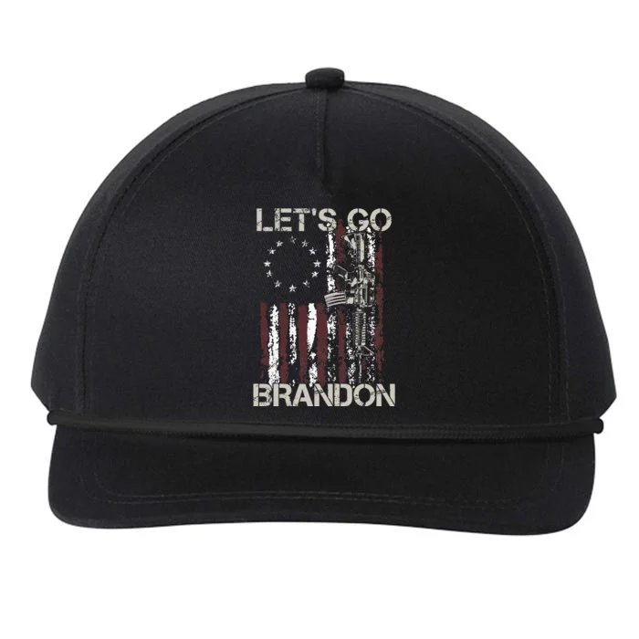 Gun American Flag Patriots Lets Go Brandon Snapback Five-Panel Rope Hat