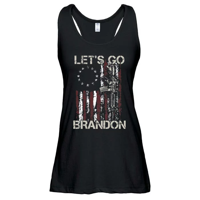 Gun American Flag Patriots Lets Go Brandon Ladies Essential Flowy Tank