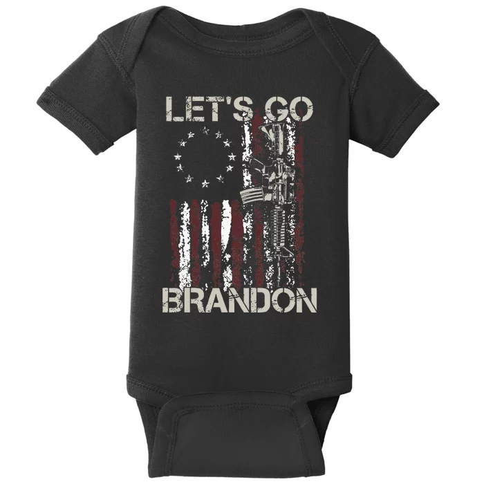 Gun American Flag Patriots Lets Go Brandon Baby Bodysuit