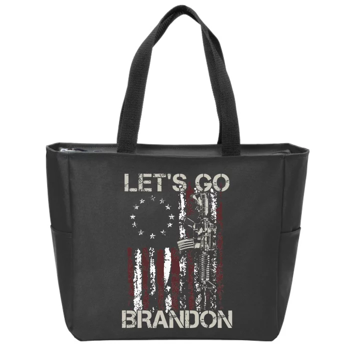 Gun American Flag Patriots Lets Go Brandon Zip Tote Bag