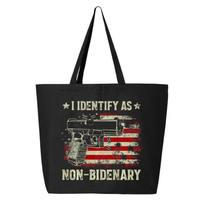 Gun American Flag Funny I Identify As Non Bidenary 25L Jumbo Tote