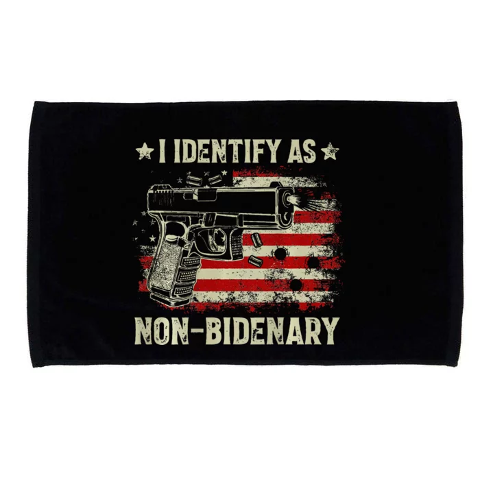 Gun American Flag Funny I Identify As Non Bidenary Microfiber Hand Towel