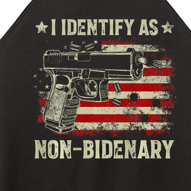 Gun American Flag Funny I Identify As Non Bidenary Women’s Perfect Tri Rocker Tank