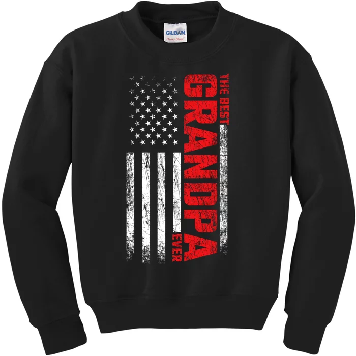 Grandpa American Flag On Back Best Grandpa Ever Kids Sweatshirt