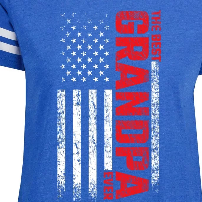 Grandpa American Flag On Back Best Grandpa Ever Enza Ladies Jersey Football T-Shirt