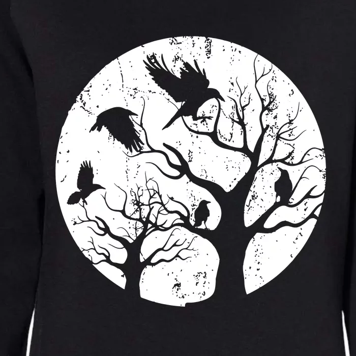 Gothic Animal Forest Bird Raven Creepy Night Moonlight Crow Womens California Wash Sweatshirt