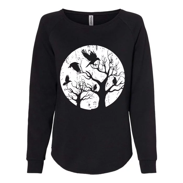 Gothic Animal Forest Bird Raven Creepy Night Moonlight Crow Womens California Wash Sweatshirt