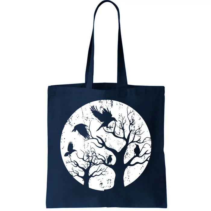 Gothic Animal Forest Bird Raven Creepy Night Moonlight Crow Tote Bag