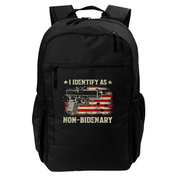 Gun American Flag Funny I Identify As NonBidenary Daily Commute Backpack