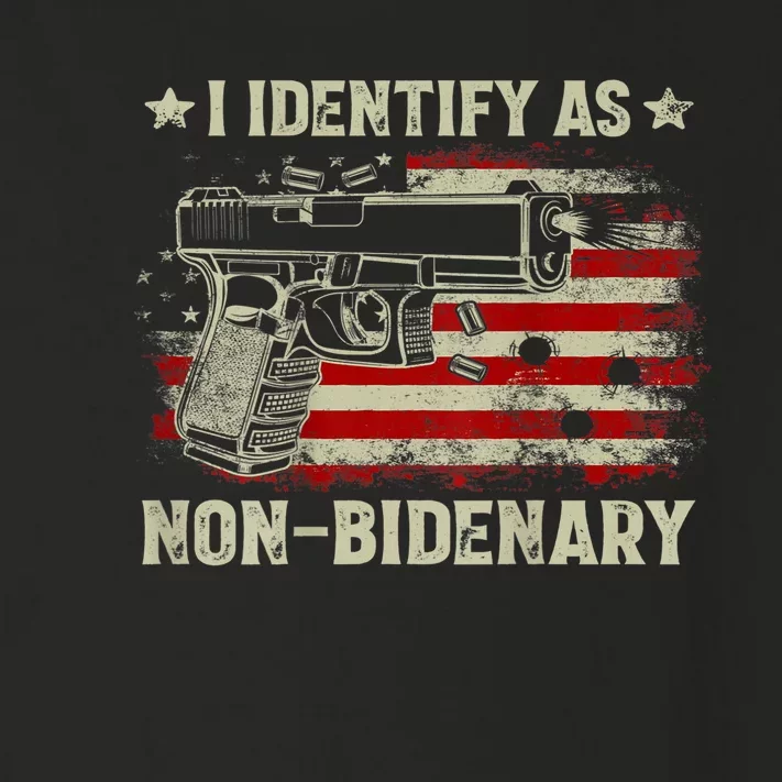 Gun American Flag Funny I Identify As NonBidenary Toddler Long Sleeve Shirt