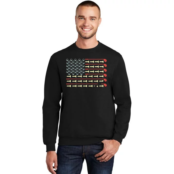 Golfer American Flag Gift For Golfers Tall Sweatshirt