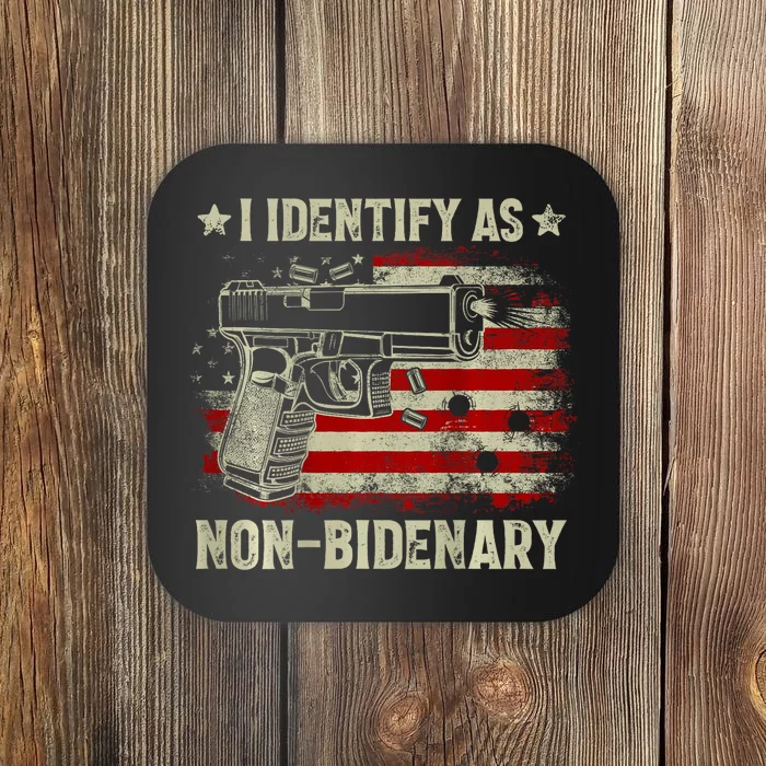 Gun American Flag I Identify As Nonbidenary Coaster