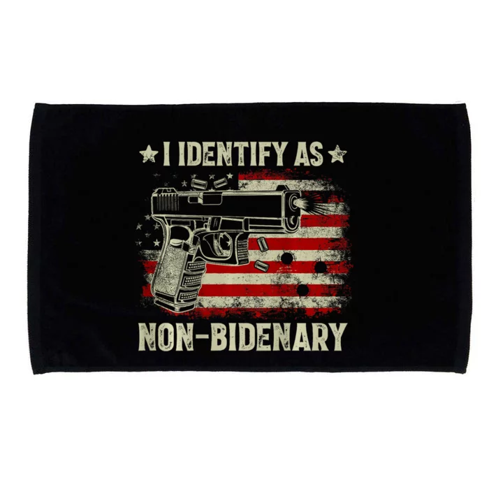 Gun American Flag I Identify As Nonbidenary Microfiber Hand Towel