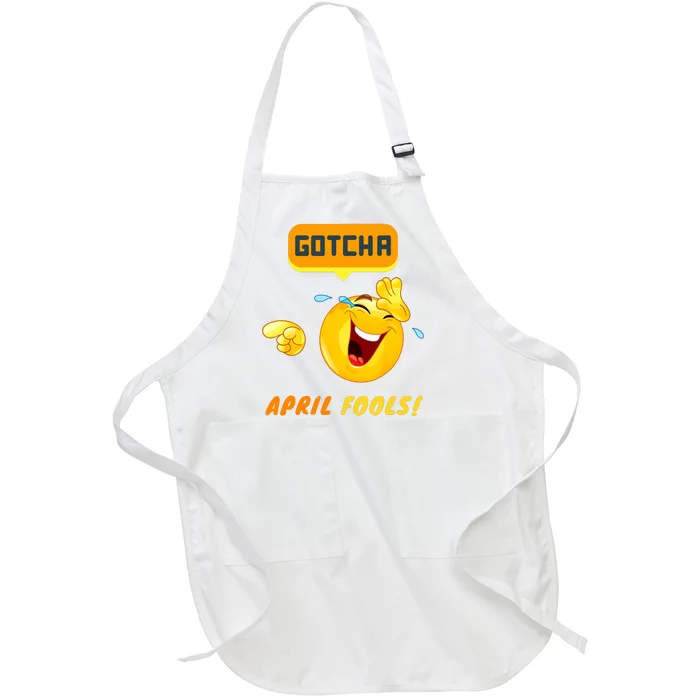 Gotcha April Fools Day Funny Prank Silly Dad Jokes Full-Length Apron With Pocket