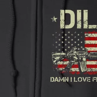 Gun American Flag Dilf Damn I Love Firearms Full Zip Hoodie