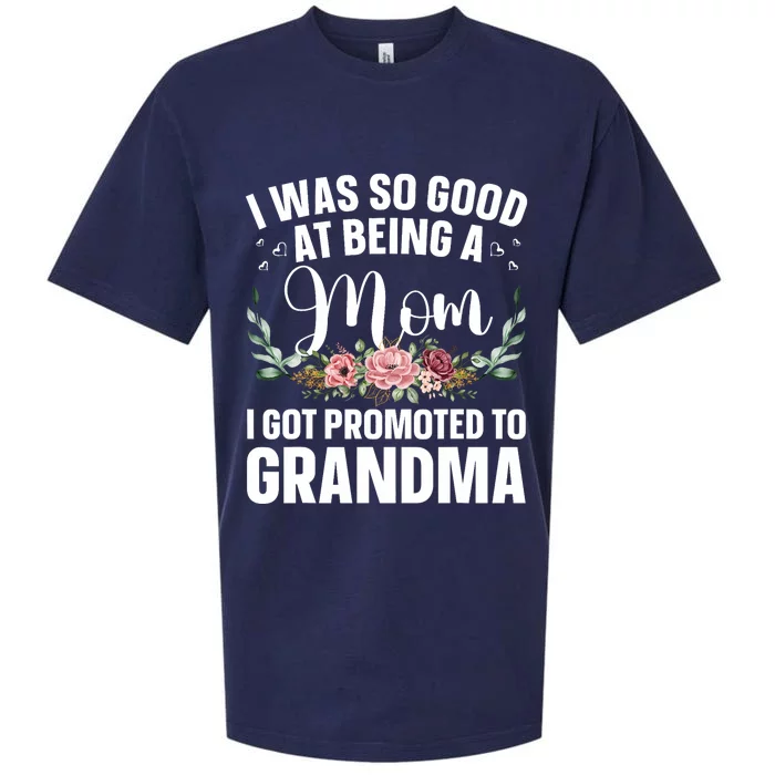 Grandma Art For Mom Women Grandmother Promoted To Grandma Sueded Cloud Jersey T-Shirt