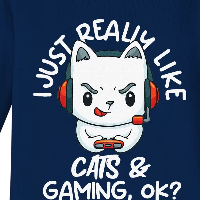 Gamer And Funny Cats Lover Video Games Cat Gaming Baby Long Sleeve Bodysuit