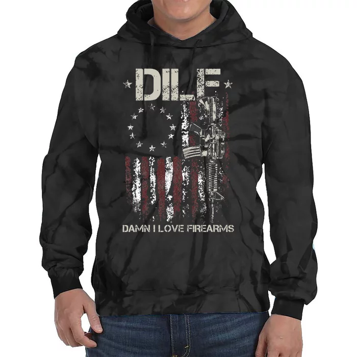 Gun American Flag DILF Damn I Love Firearms Tie Dye Hoodie