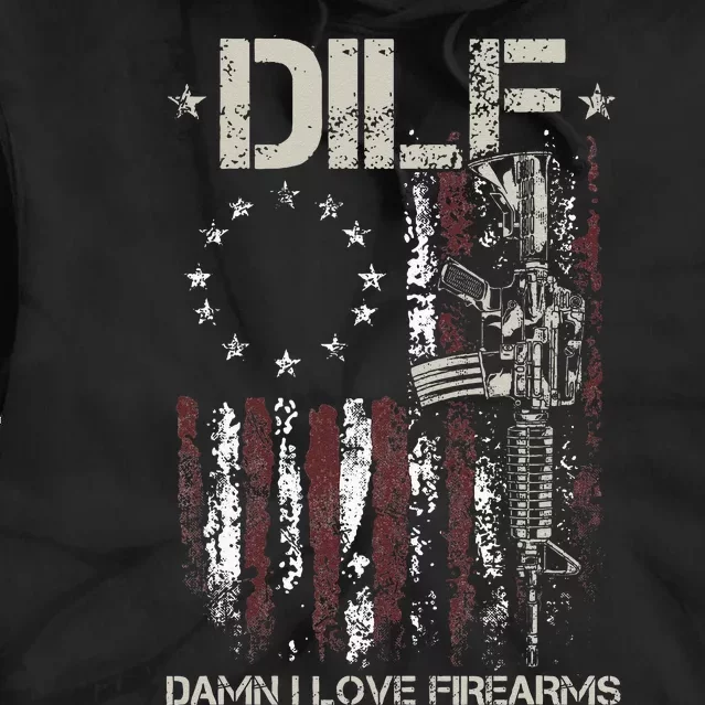 Gun American Flag DILF Damn I Love Firearms Tie Dye Hoodie