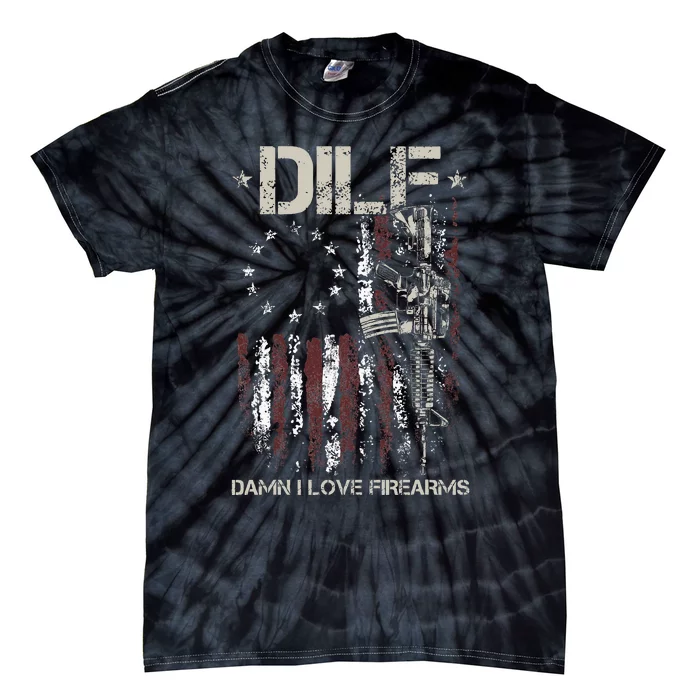 Gun American Flag DILF Damn I Love Firearms Tie-Dye T-Shirt