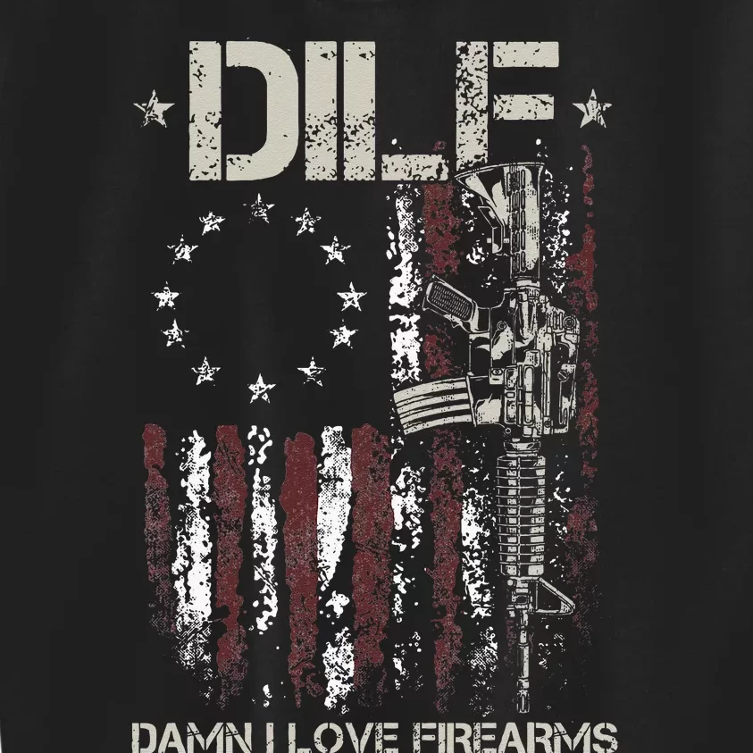 Gun American Flag DILF Damn I Love Firearms Kids Sweatshirt