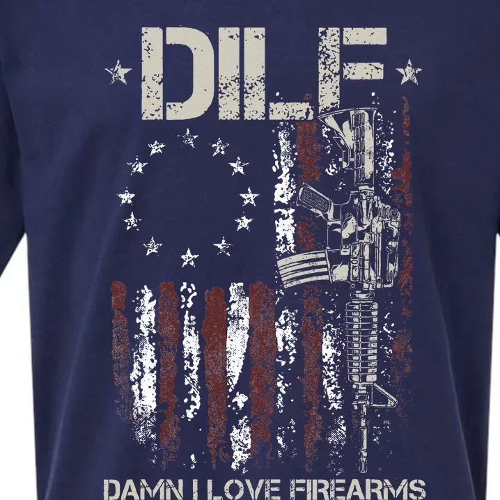 Gun American Flag DILF Damn I Love Firearms Sueded Cloud Jersey T-Shirt