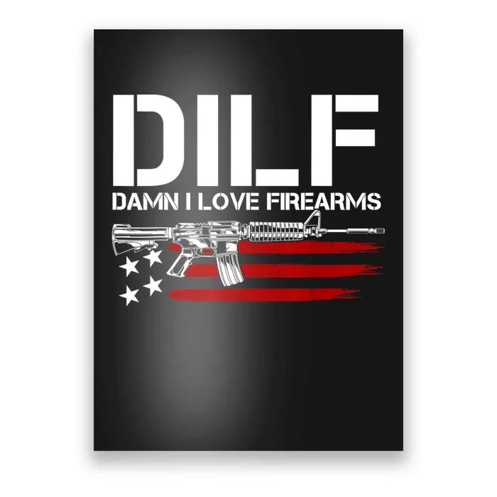 Gun American Flag DILF Damn I Love Firearms Poster