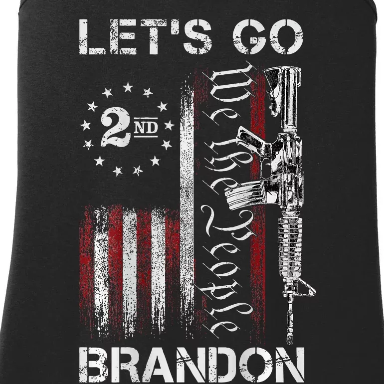 Gun American Flag Patriots LetS Go Brandon Ladies Essential Tank