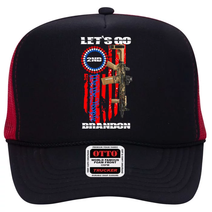 Gun American Flag Patriot LetS Go Brandon 2nd Adt Cool Gift High Crown Mesh Trucker Hat