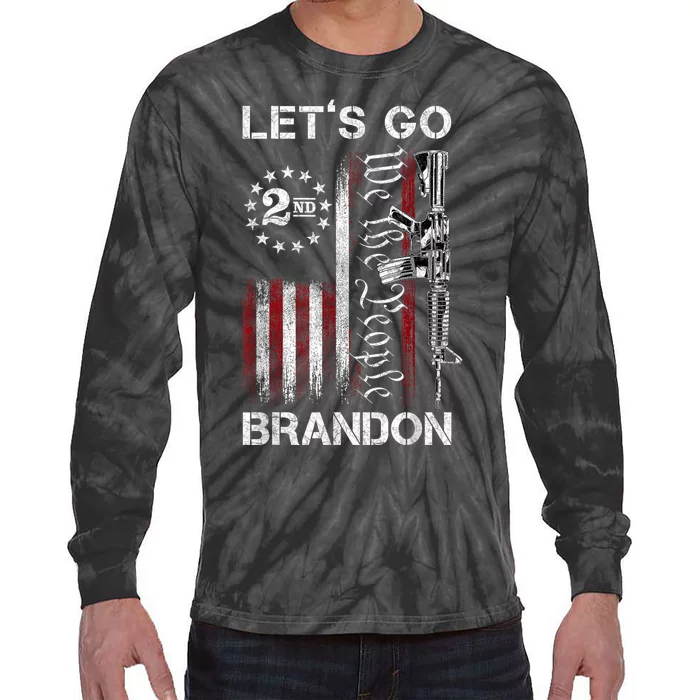 Gun American Flag Patriots Lets Go Brandon Tie-Dye Long Sleeve Shirt