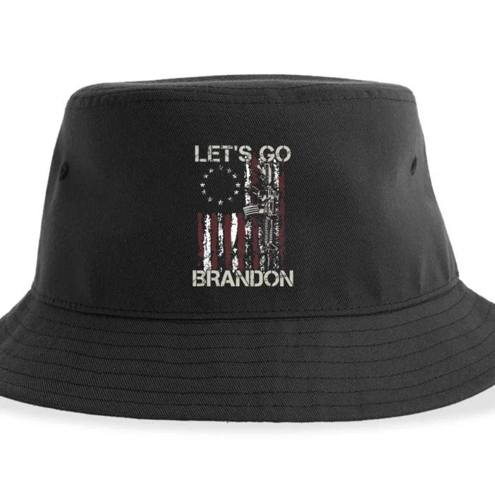 Gun American Flag Patriots Lets Go Brandon Sustainable Bucket Hat