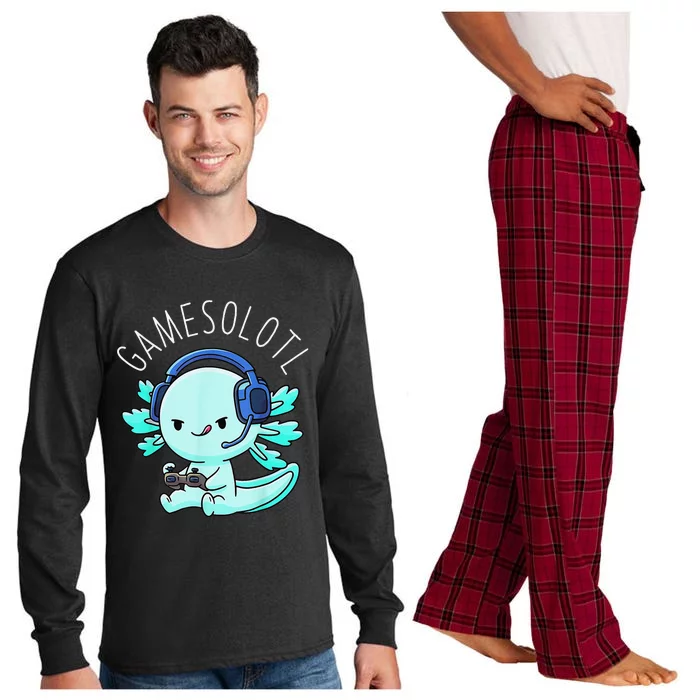 Gamesolotl Axolotl Fish Gamer Gaming Anime Lizard Video Game Long Sleeve Pajama Set