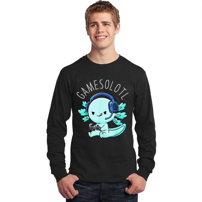 Gamesolotl Axolotl Fish Gamer Gaming Anime Lizard Video Game Tall Long Sleeve T-Shirt