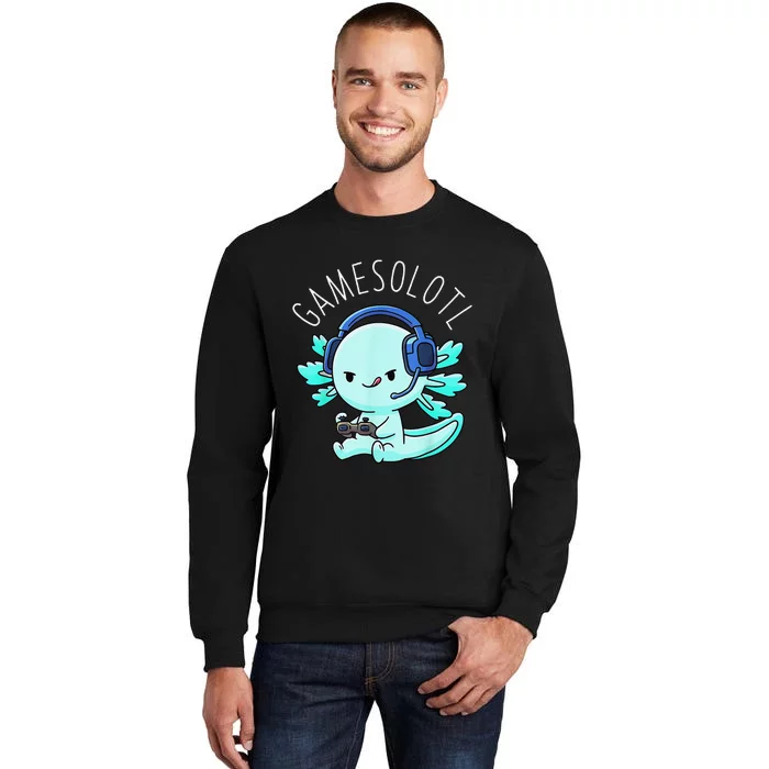 Gamesolotl Axolotl Fish Gamer Gaming Anime Lizard Video Game Tall Sweatshirt