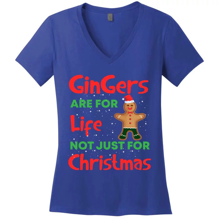 Gingers Are For Life Cute Ginger Bread Christmas Costume Gift Women's V-Neck T-Shirt