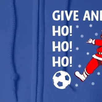 Give And Go Ho Ho Ho Funny Santa Soccer Player Football Fan Gift Full Zip Hoodie