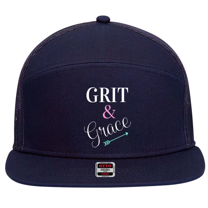 Grit And Grace Chrisitan Athlete Weight Lifting Runners Gift 7 Panel Mesh Trucker Snapback Hat