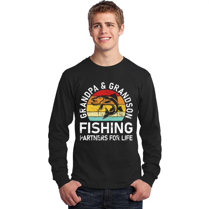 Grandpa And Grandson Fishing Partners For Life Fisherman Long Sleeve Shirt