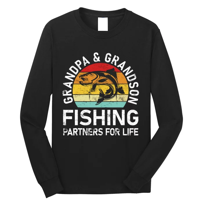 Grandpa And Grandson Fishing Partners For Life Fisherman Long Sleeve Shirt