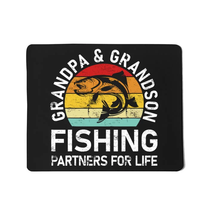 Grandpa And Grandson Fishing Partners For Life Fisherman Mousepad