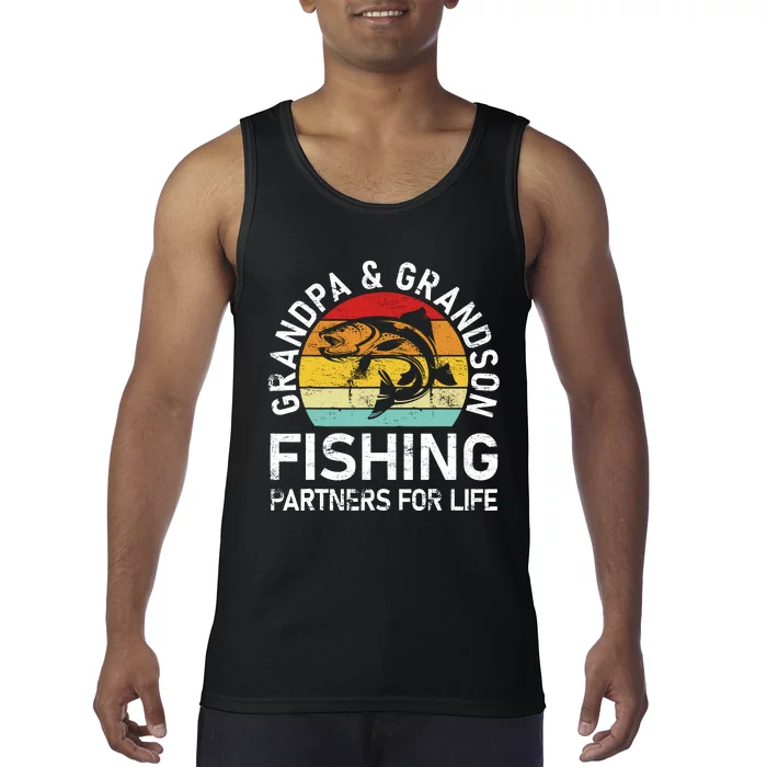 Grandpa And Grandson Fishing Partners For Life Fisherman Tank Top