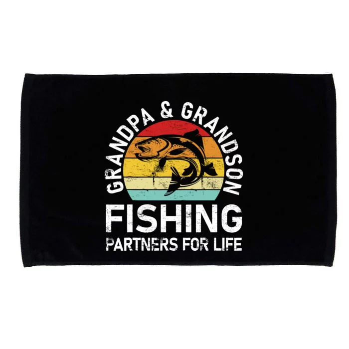 Grandpa And Grandson Fishing Partners For Life Fisherman Microfiber Hand Towel