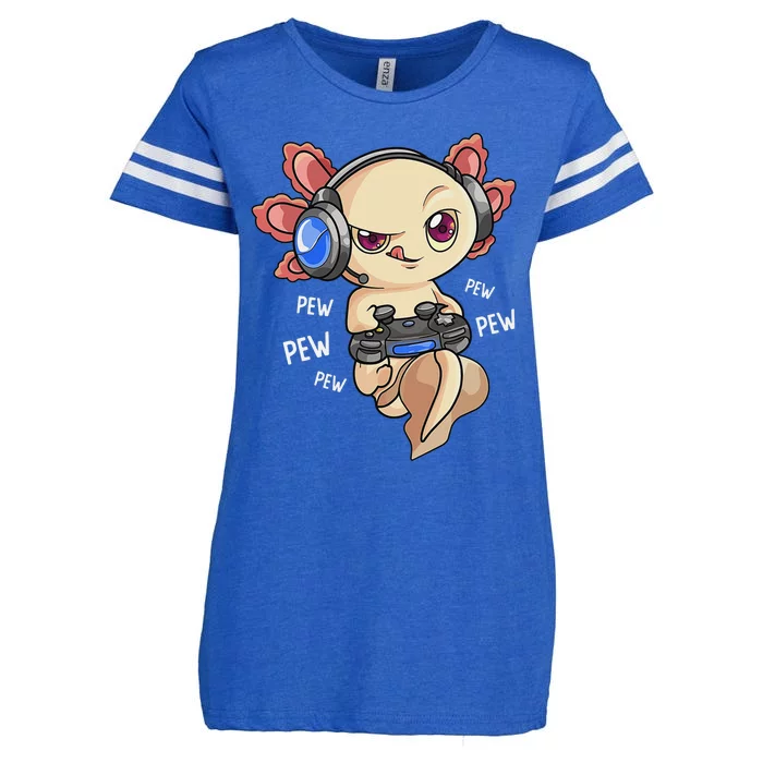 Gaming Axolotl Gamers Kawaii Video Game Funny Animal Enza Ladies Jersey Football T-Shirt