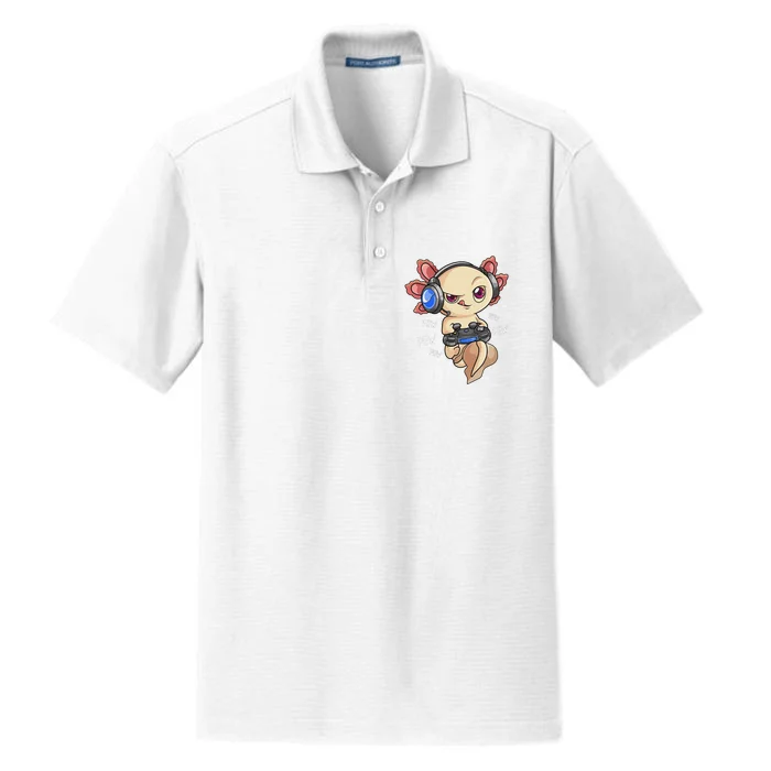 Gaming Axolotl Gamers Kawaii Video Game Funny Animal Dry Zone Grid Performance Polo