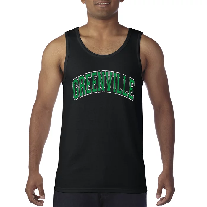 Greenville Arched Green Text Tank Top