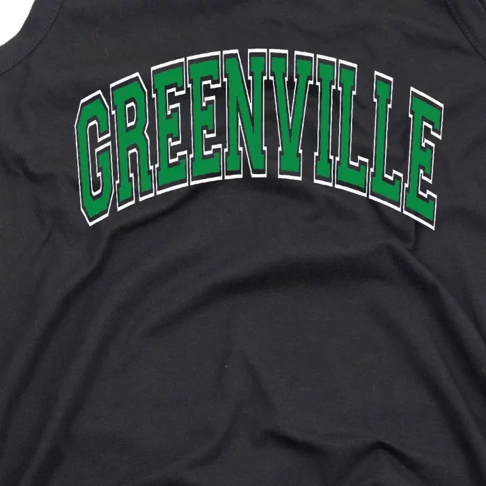 Greenville Arched Green Text Tank Top